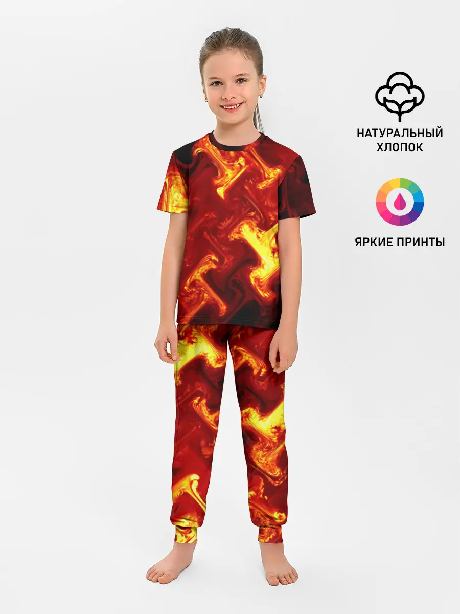 Детская пижама с брюками / Огненная лава