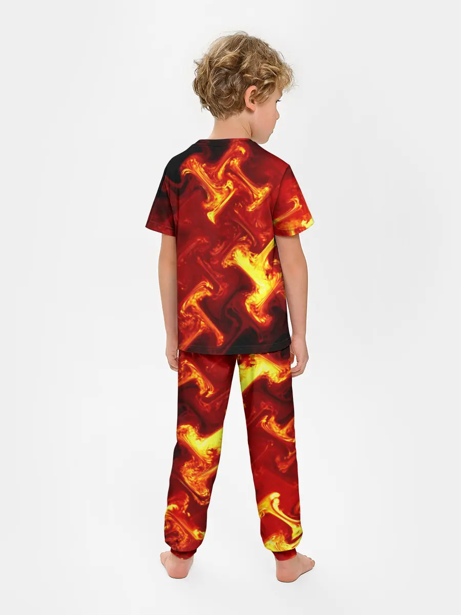 Детская пижама с брюками / Огненная лава