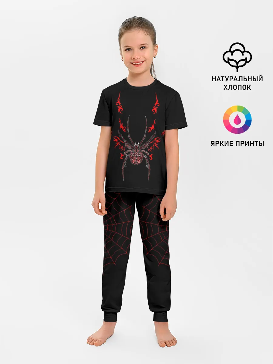 Детская пижама с брюками / Красно белый паук