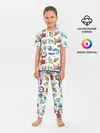 Детская пижама с брюками / Морской паттерн с крабами и водорослями