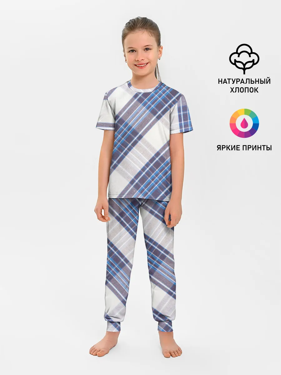 Детская пижама с брюками / Шотландка | Scottish | Tartan