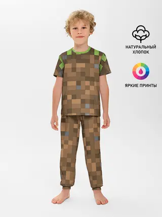 Детская пижама с брюками / Minecraft камуфляж