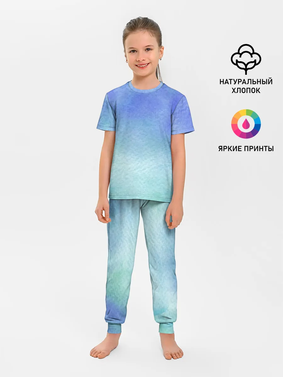 Детская пижама с брюками / Небесная синева