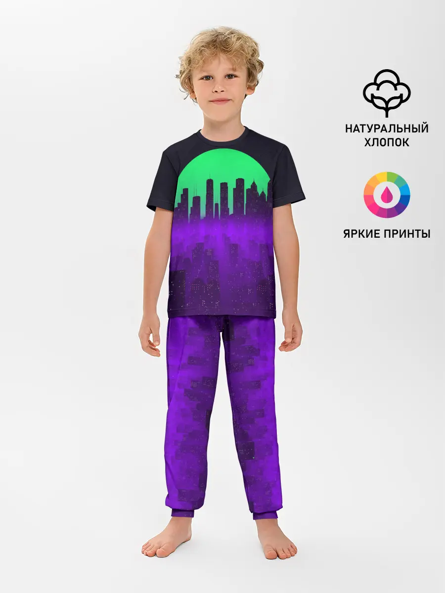 Детская пижама с брюками / НЕОНОВЫЙ ГОРОД