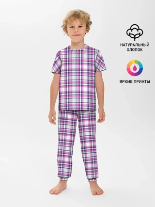 Детская пижама с брюками / Текстура в клетку
