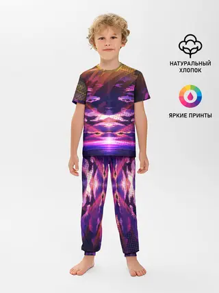 Детская пижама с брюками / Закат. Облака