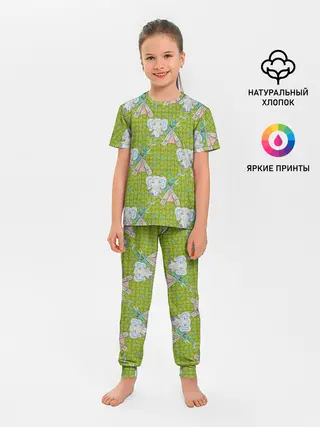 Детская пижама с брюками / Слоник и вигвам