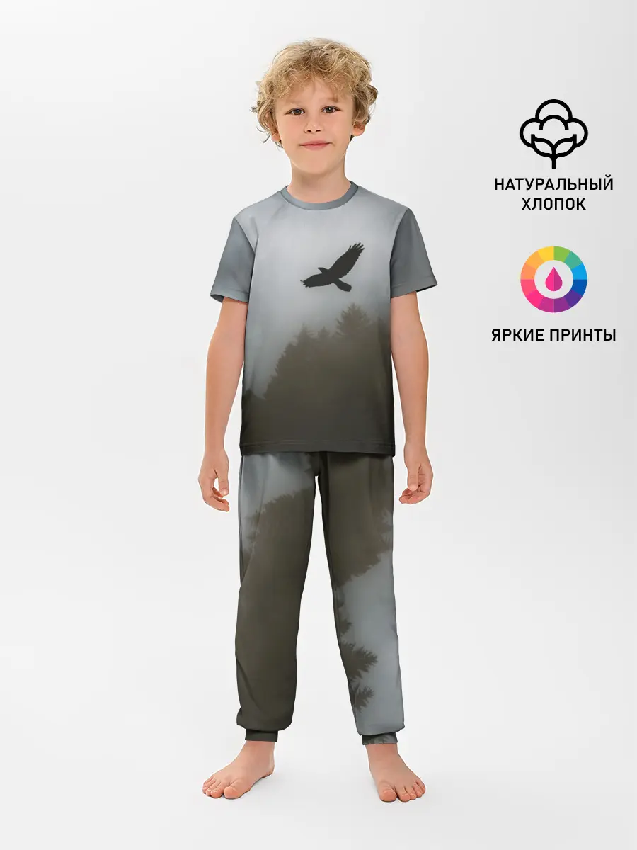 Детская пижама с брюками / Орёл над лесом