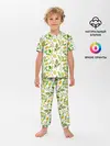 Детская пижама с брюками / Летний узор лимон ветки листья