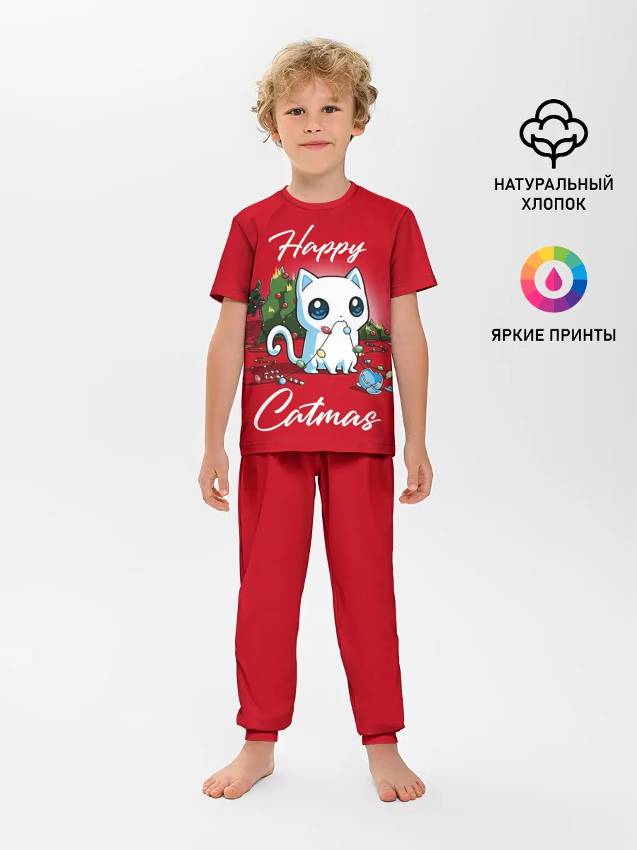Детская пижама с брюками / Happy Catmas