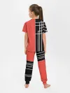 Детская пижама с брюками / Черный и коралловый арт деко