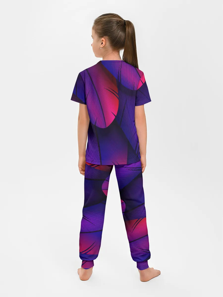 Детская пижама с брюками / Фиолетовые Перья