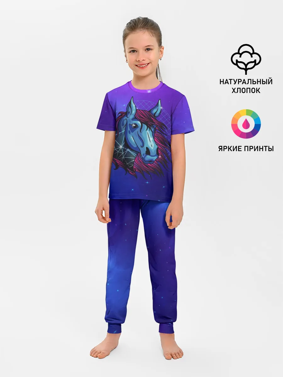 Детская пижама с брюками / Retrowave Neon Horse