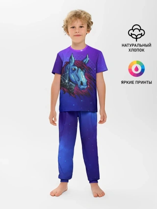 Детская пижама с брюками / Retrowave Neon Horse