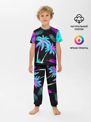 Детская пижама с брюками / Неоновое лето
