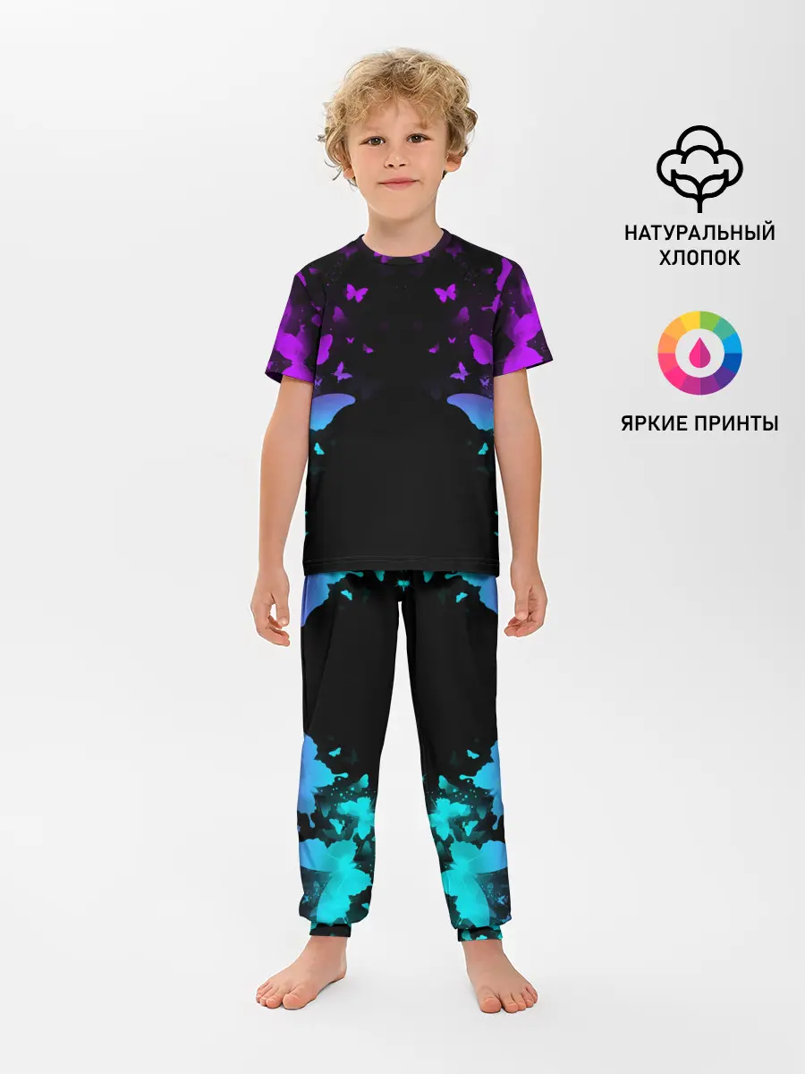 Детская пижама с брюками / НЕОНОВЫЕ БАБОЧКИ | NEON BUTTERFLIES