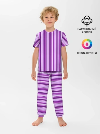 Детская пижама с брюками / Фиолетово-чёрные полосы