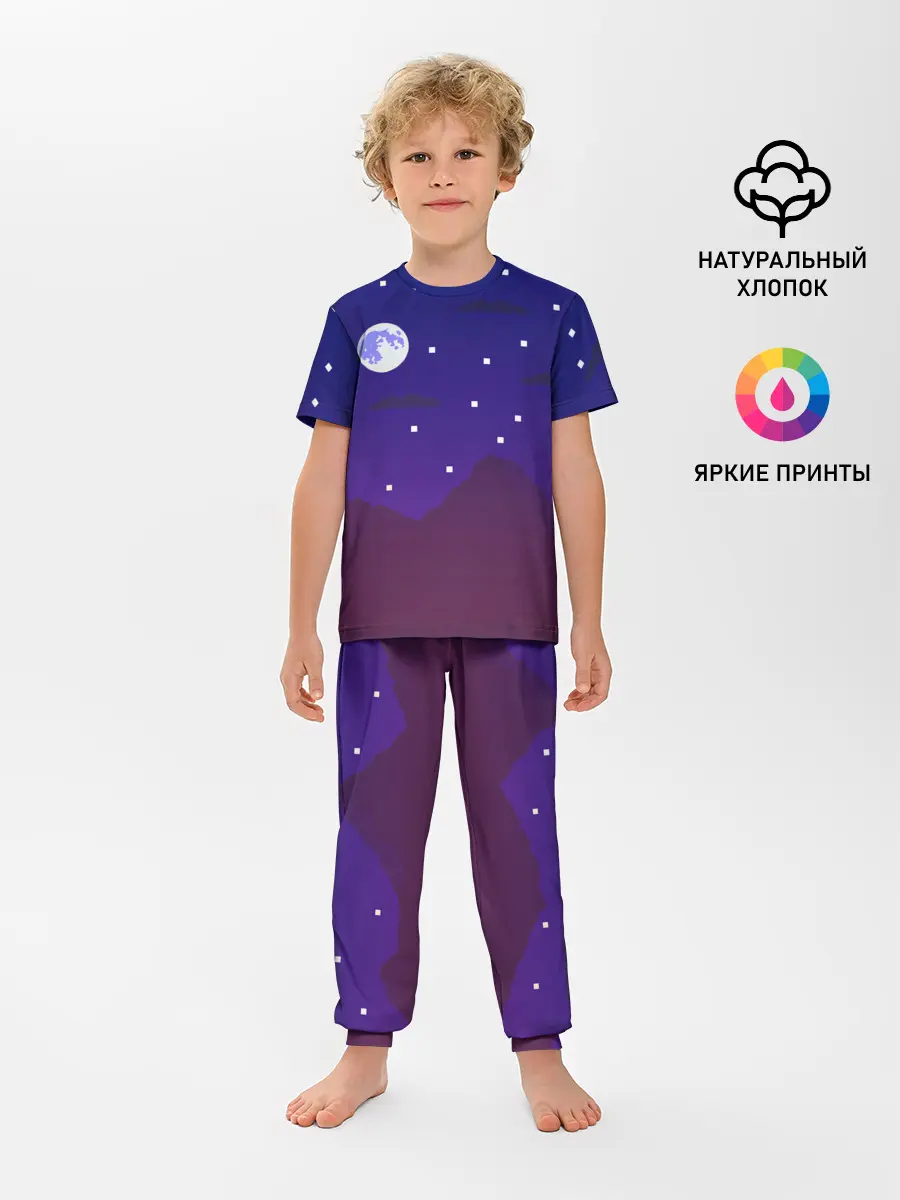 Детская пижама с брюками / Пиксельная ночь | 8 bit