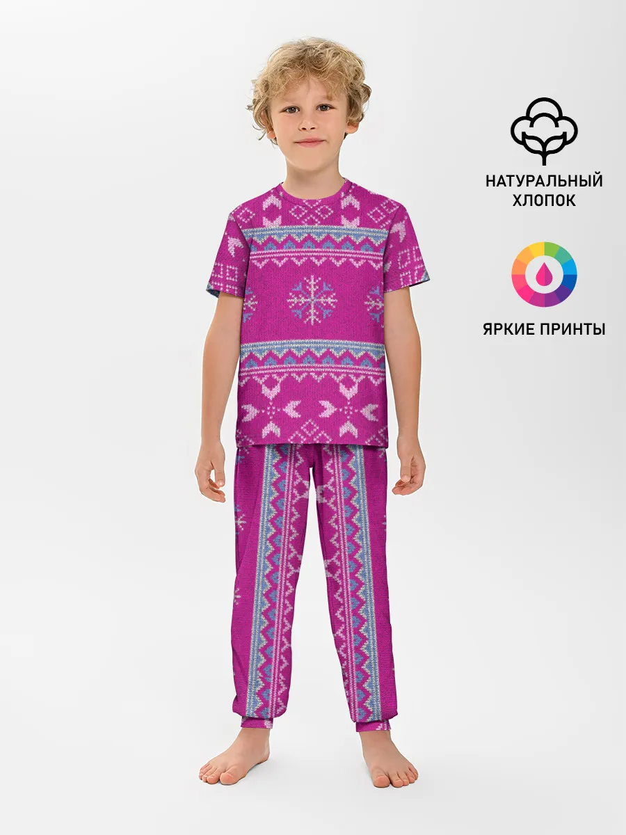 Детская пижама с брюками / Свитер со снежинками.