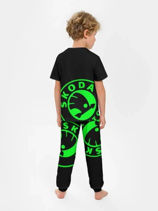 Детская пижама с брюками / SKODA GREEN LOGO BLACK STYLE
