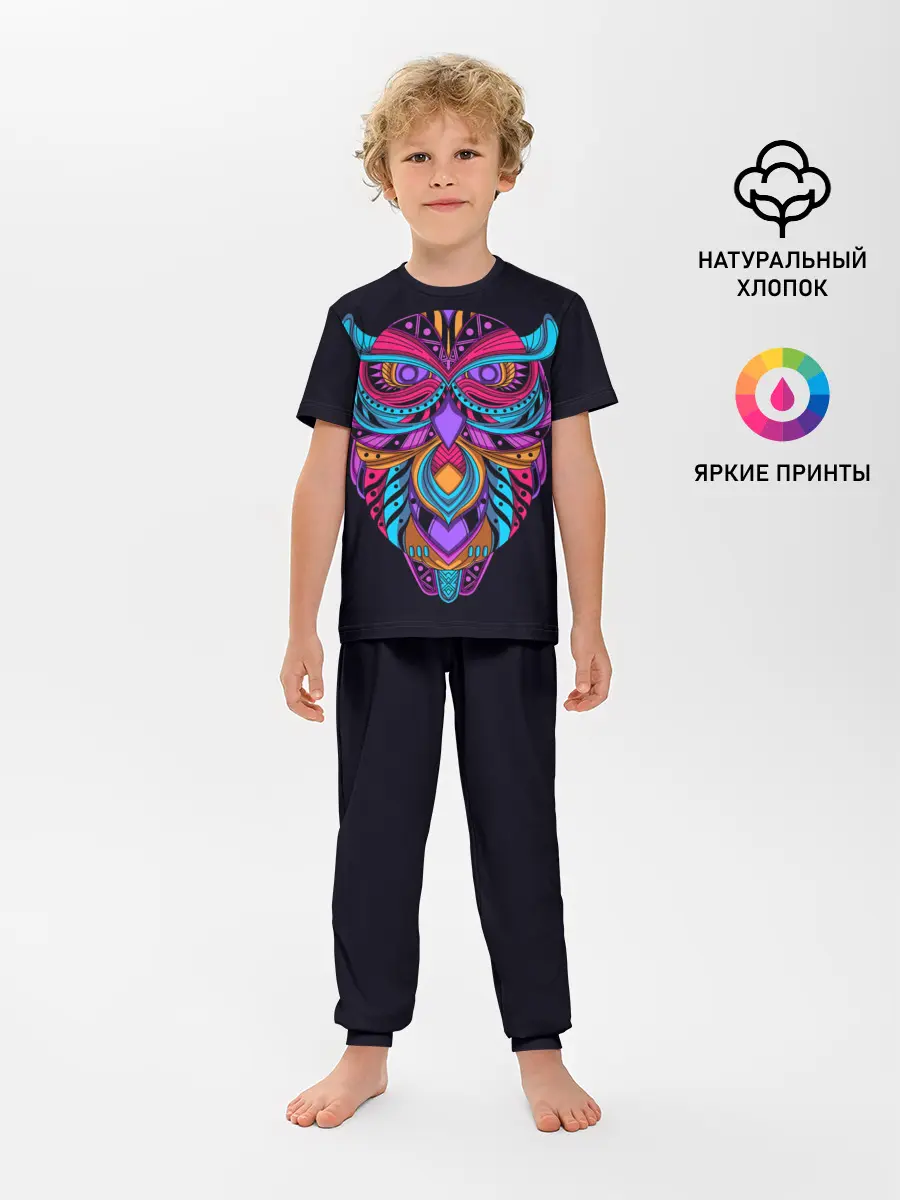 Детская пижама с брюками / Неоновая сова