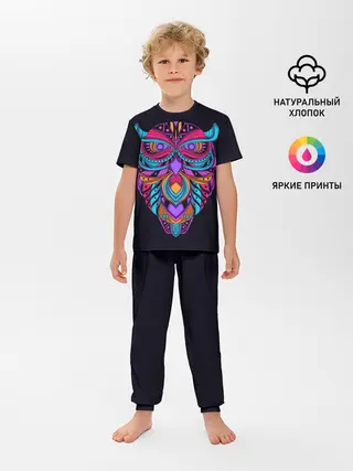 Детская пижама с брюками / Неоновая сова