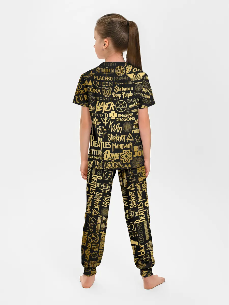 Детская пижама с брюками / ЛОГОТИПЫ РОК ГРУПП GOLD