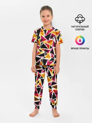Детская пижама с брюками / Разноцветные треугольники