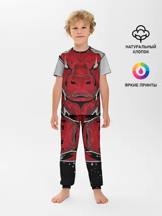 Детская пижама с брюками / Красный бык