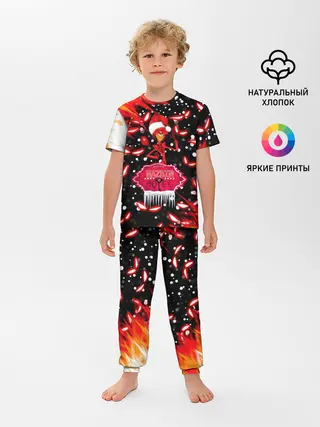 Детская пижама с брюками / HAZBIN HOTEL НОВОГОДНИЙ.