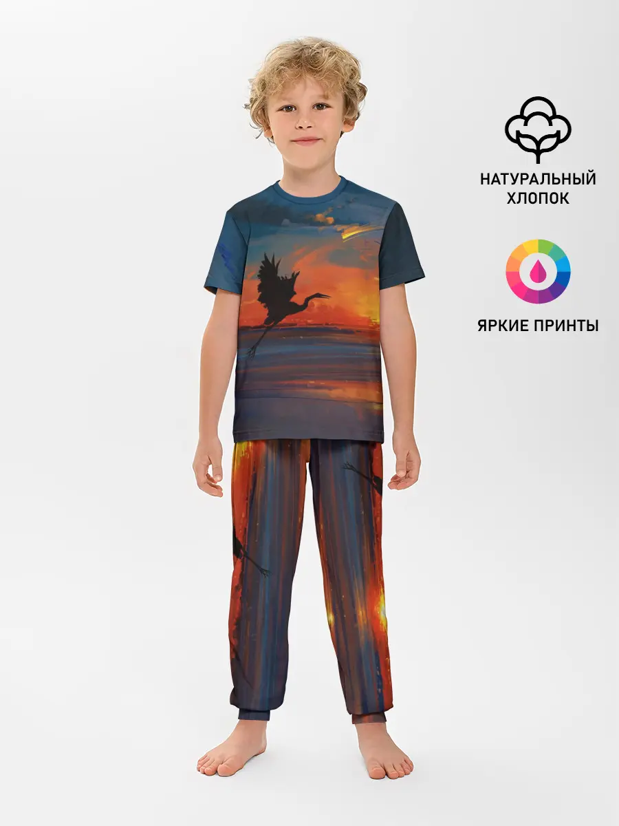 Детская пижама с брюками / Прибрежный закат