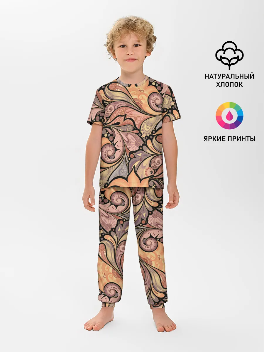 Детская пижама с брюками / дудл узоры
