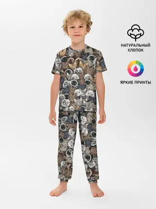 Детская пижама с брюками / Коты разных пород