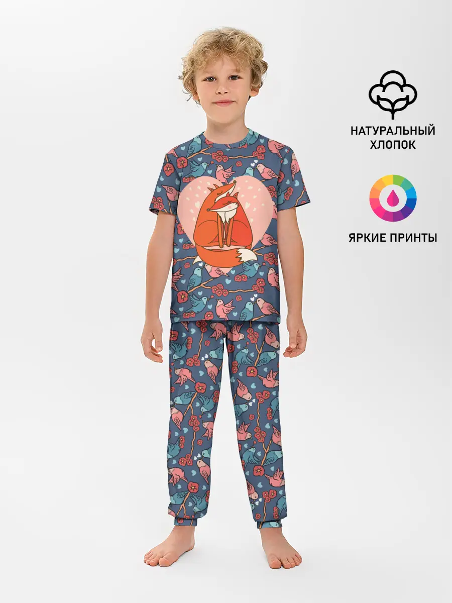 Детская пижама с брюками / Влюбленные лисички