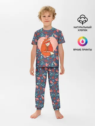 Детская пижама с брюками / Влюбленные лисички