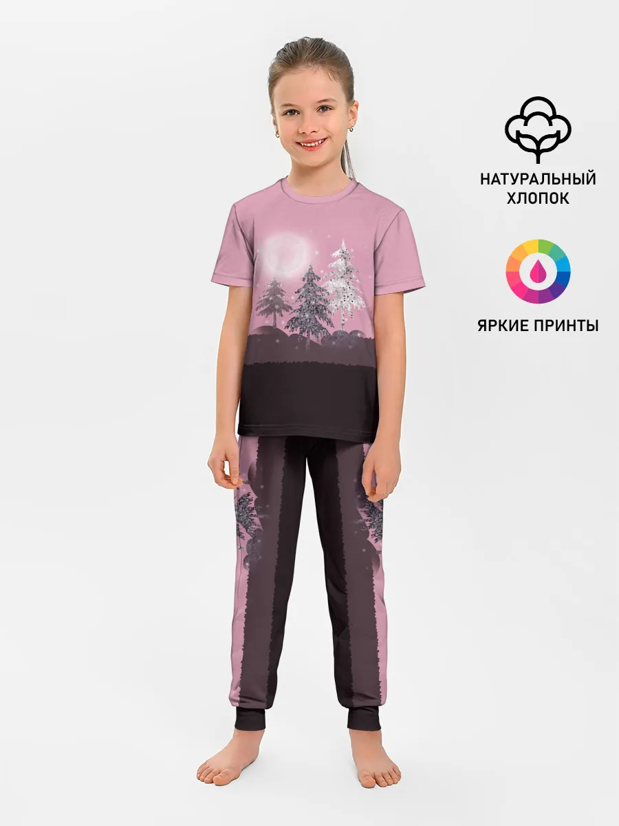 Детская пижама с брюками / Розовое сияние