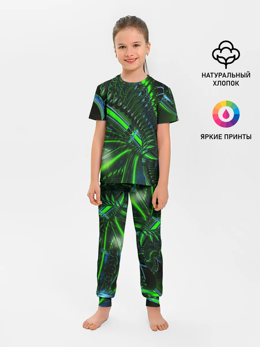 Детская пижама с брюками / DIGITAL NEON GREEN