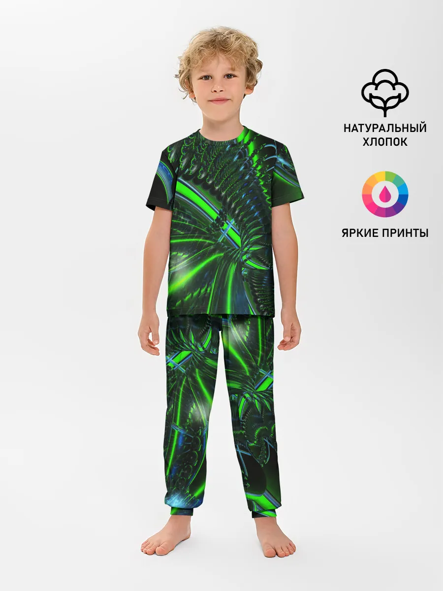 Детская пижама с брюками / DIGITAL NEON GREEN
