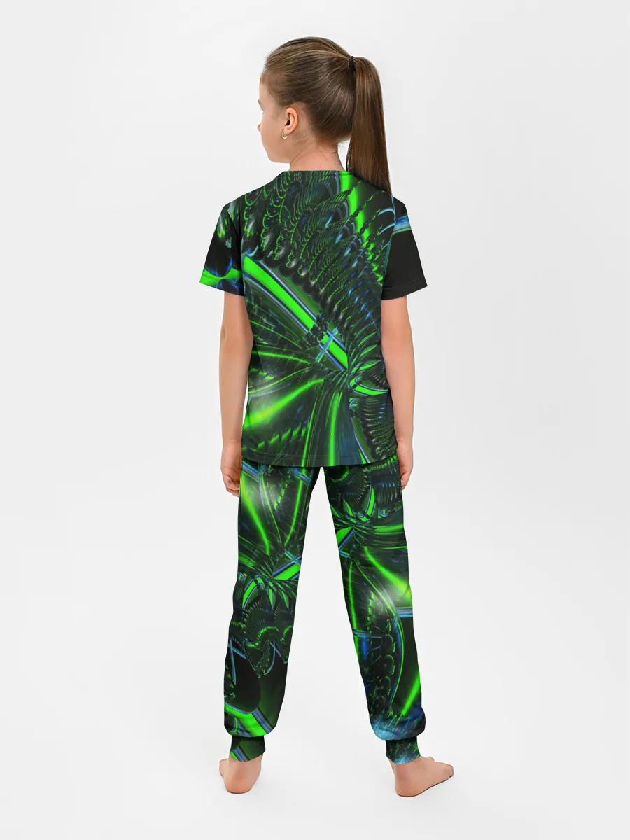 Детская пижама с брюками / DIGITAL NEON GREEN