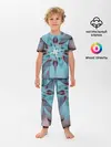 Детская пижама с брюками / Абстрактный цветок. Голубой.
