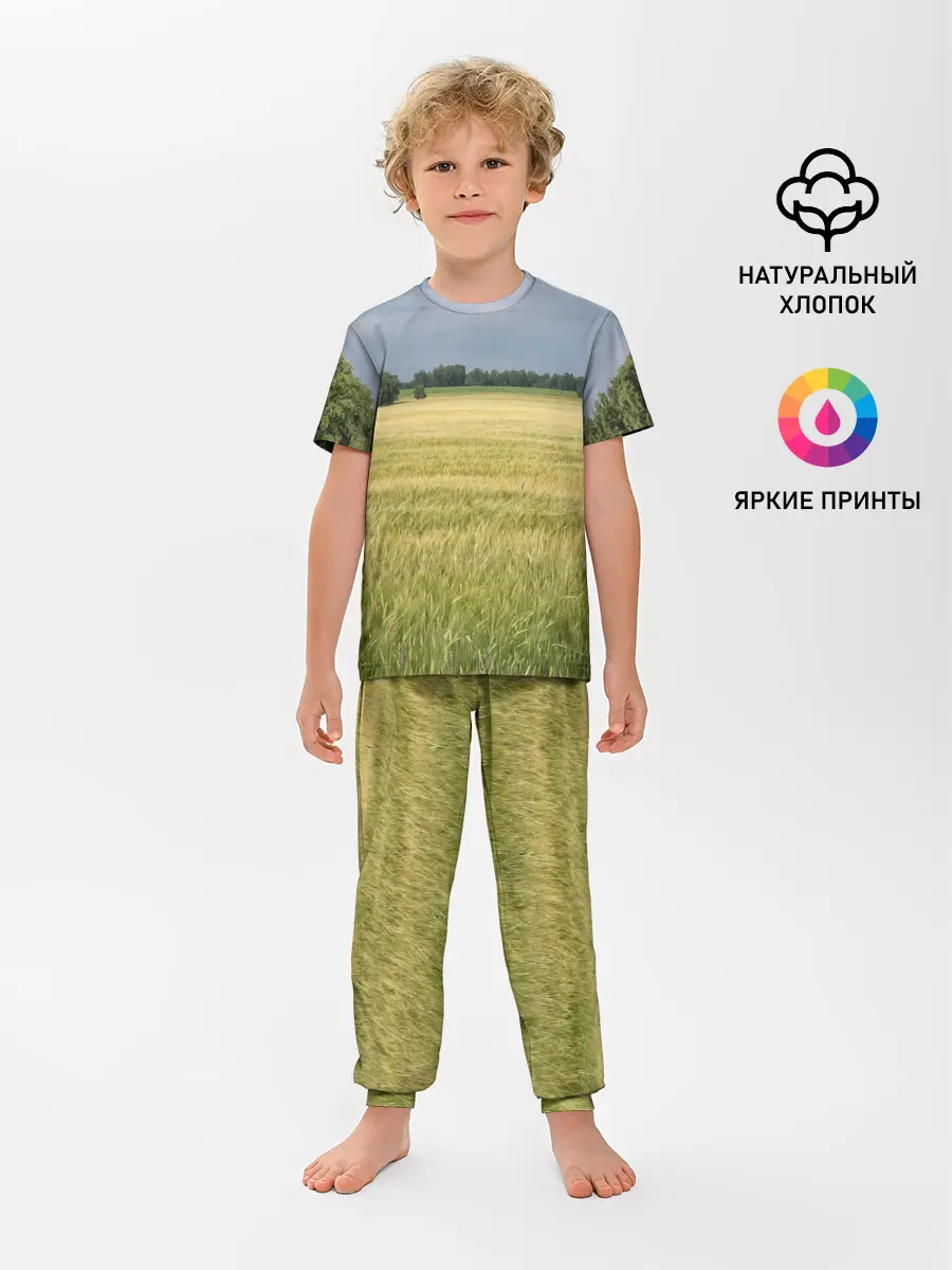 Детская пижама с брюками / Пшеничное поле