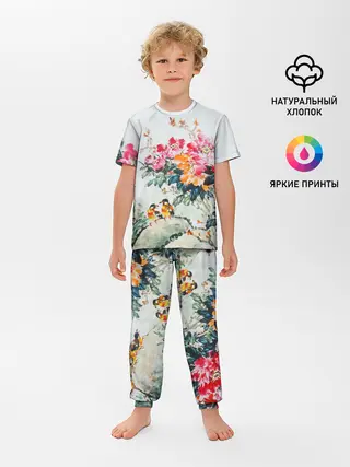 Детская пижама с брюками / Японские цветы