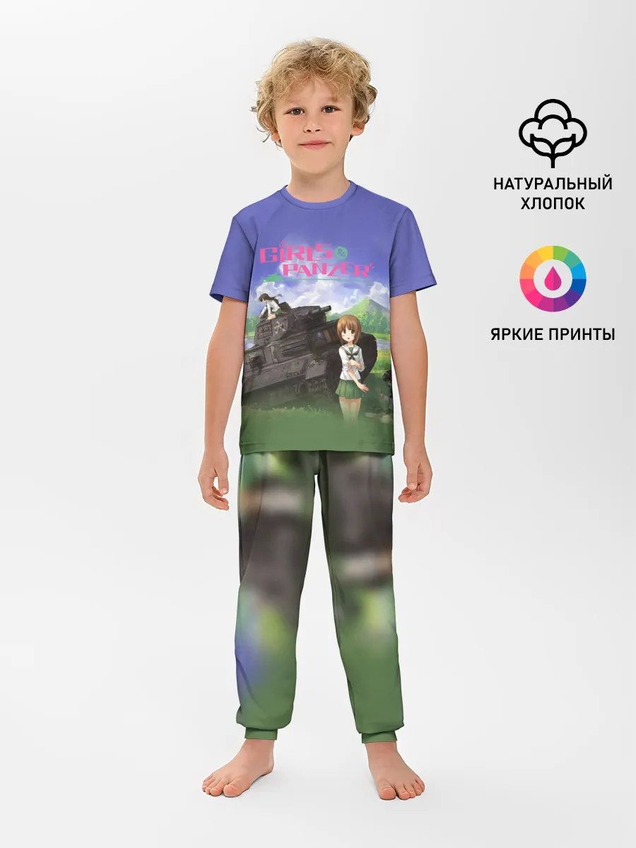 Детская пижама с брюками / Девушки и танки | Girls und Panzer