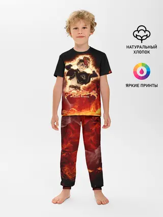 Детская пижама с брюками / Аста в маске огонь и пламя