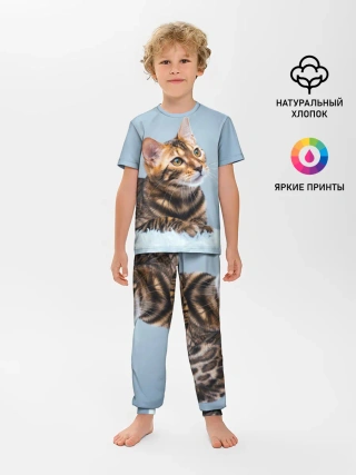 Детская пижама с брюками / Бенгальский кот