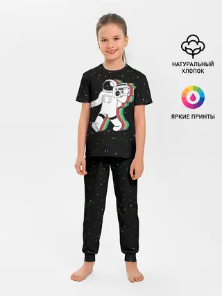 Детская пижама с брюками / Космонавт с магнитофоном