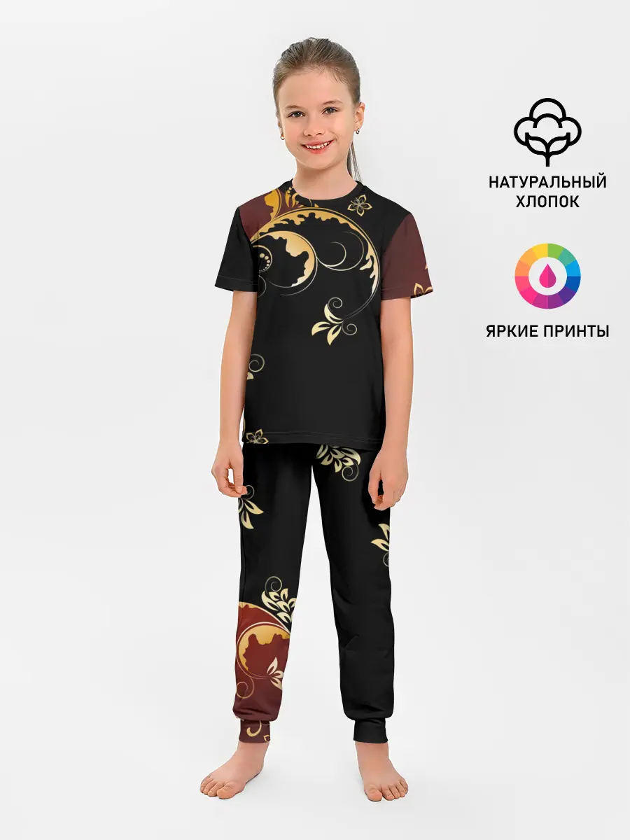 Детская пижама с брюками / Узор - Хохлома