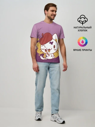 Мужская базовая футболка / кот художник творец