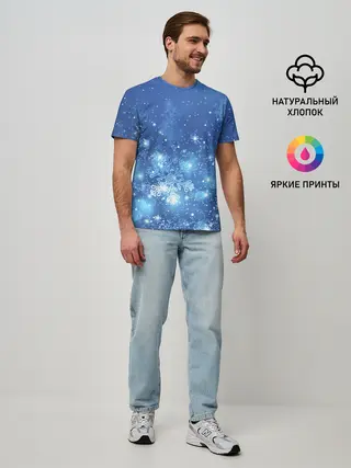 Мужская базовая футболка / Снежинки.