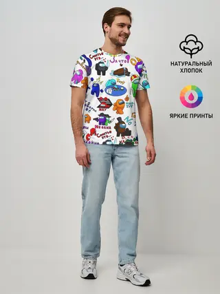 Мужская базовая футболка / AMONG US STICKERBOMBING